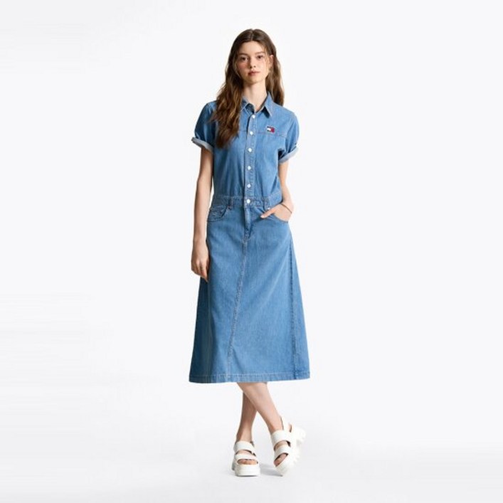 타미힐피거 타미진스 하이 맥시 데님 원피스 T32F1WOP03TWL11A5