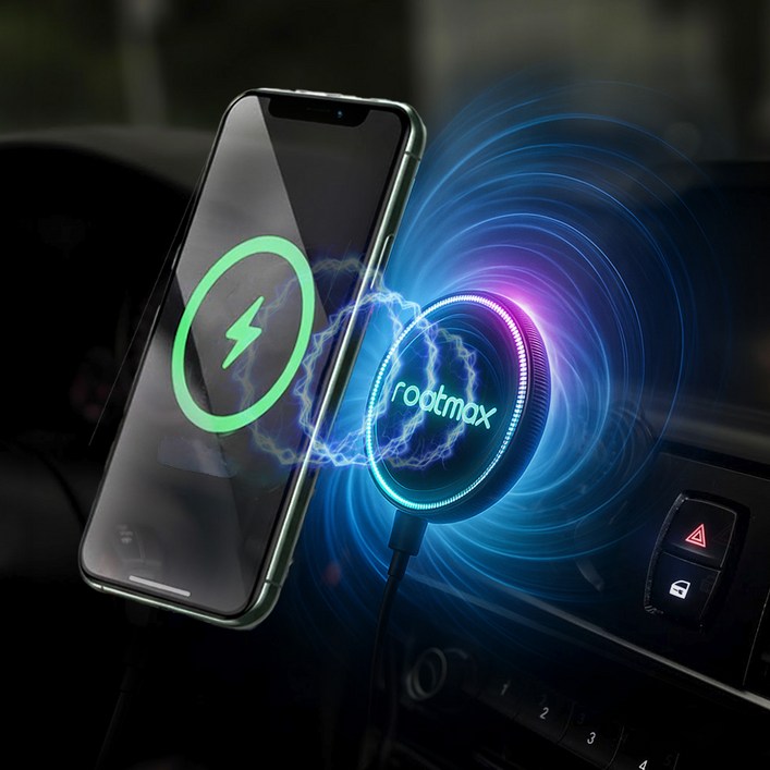 루트맥스 울트라쿨링 맥세이프 차량용 핸드폰 무선 고속 충전 거치대, X82, 블랙