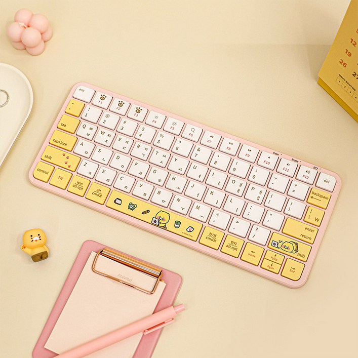 카카오프렌즈 텐키리스 무선 키보드 열공 춘식이 휴대용 멀티페어링 블루투스 미니 키보드