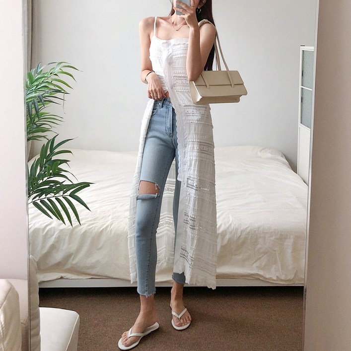 요시아나 [당일발송] 여리여리 셀레브 화이트 레이스 롱 로브 원피스