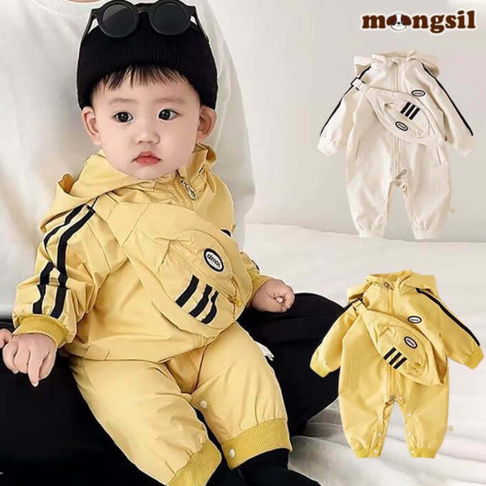 몽실이 라인 후드 스포티 우주복 남아 여아 가을 점프슈트 외출복 가방포함 형제룩