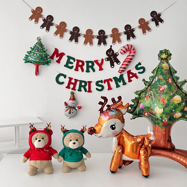하피블리 루돌프 풍선 크리스마스 가랜드 레터링 파티 용품 이벤트 장식 세트, 크리스마스 가랜드D