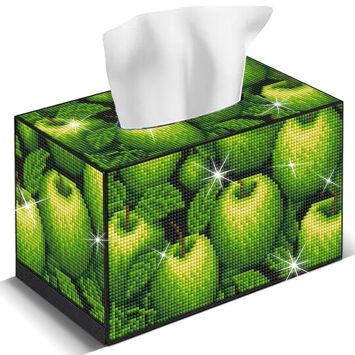 호우맘 보석십자수 휴지케이스 취미 각티슈케이스 집들이선물, 1개, HM04 사과