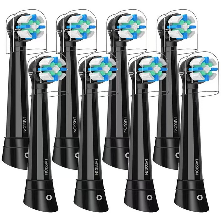 Laission 오랄비 iO 시리즈 호환 교체용 칫솔모 입  특허 기술  프리미엄 초미세모  경제적인 대용량 패키지, 8개, black, SJ15775