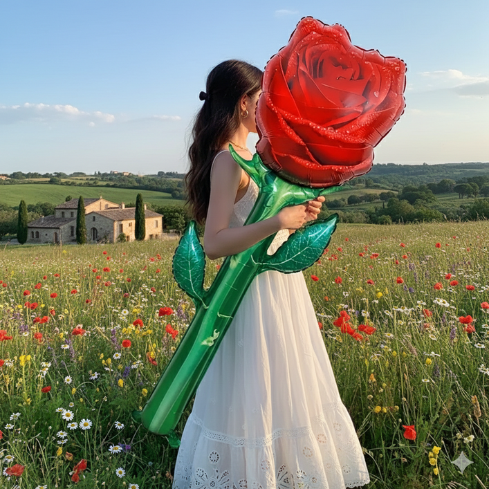 EC1983 초대형 장미 풍선 프로포즈 이벤트 로즈 꽃 풍선, 1개, 레드