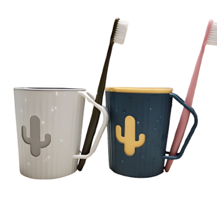 올리OLI 모던 디자인 거꾸로 물빠짐 칫솔 거치대 양치컵 2p