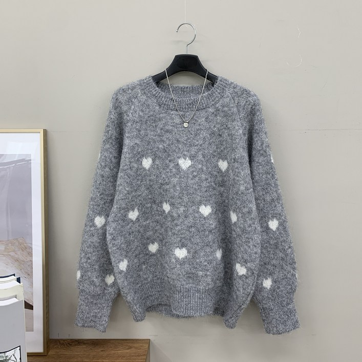 행복여 소프트 하트 나그랑 루즈핏 니트