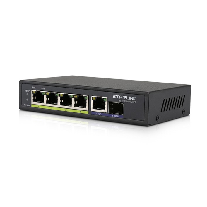 UBIQNET 유비큐넷 SL-POE6005GSFP 기가비트 6포트 스위칭허브 with 4포트POE광허브 802.3at PoE+지원