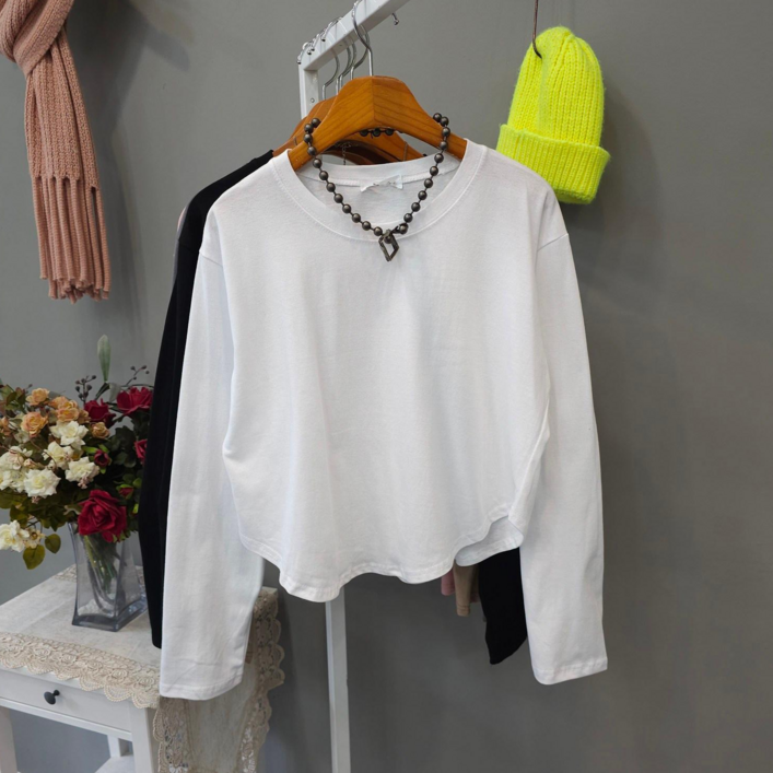 20수라운드 크롭 긴팔티셔츠 숏티셔츠 면100