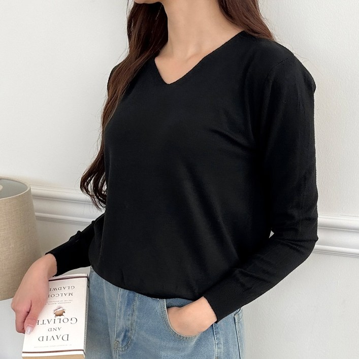 언더샤인 여성 소프트 비스코스 긴팔 니트티