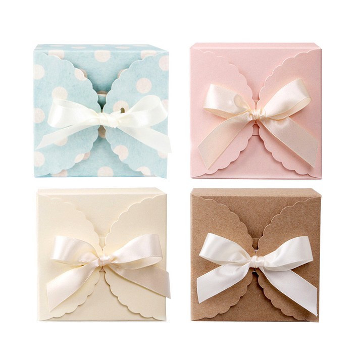 헬로리빙 레이스 상자 선물용 포장 박스 20P 리본 포함, 블루 도트