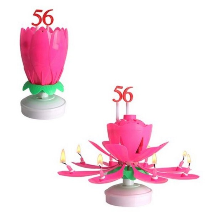 파티라이프 회전 멜로디 생일축하 숫자 연꽃초  숫자세트 2p, 핑크, 2세트