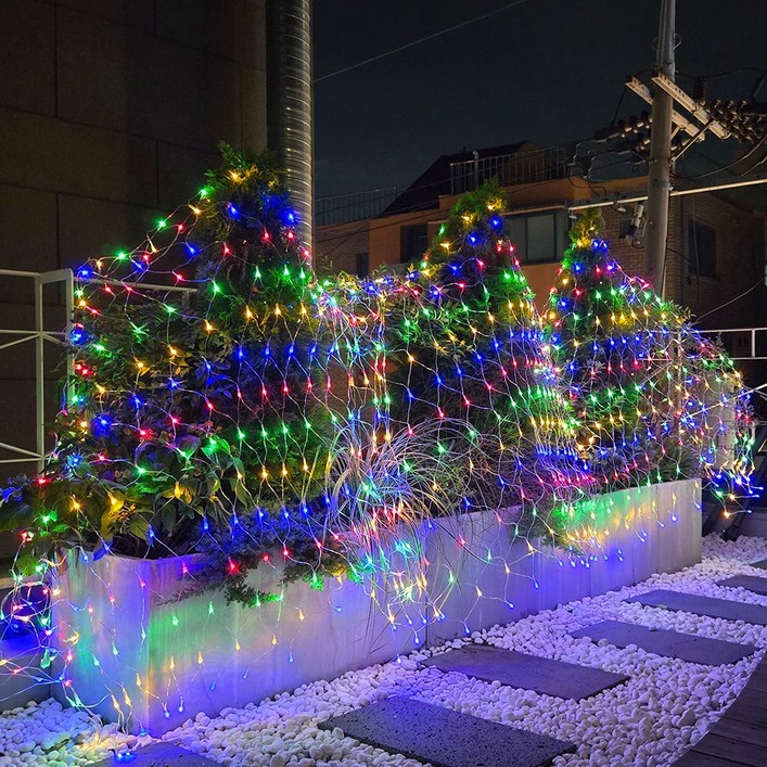 크리스마스 LED 24V 그물전구 160구 잔디 나무 캠핑 줄조명 야외 벽 트리 1분설치, 칼라, 5개