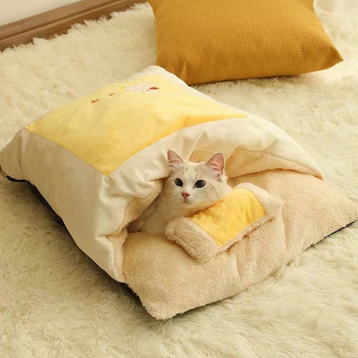 고양이 강아지 겨울 따뜻한 부드러운 방한 이불 침대 하우스 침낭 쿠션 - 쇼핑앤샵