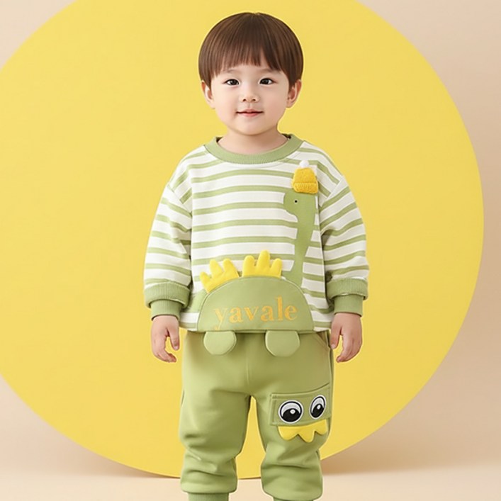 몽실이 스트라이프공룡 맨투맨 상하복 다이노 여아 남아 아기 봄 가을 상하세트 어린이집 등원룩