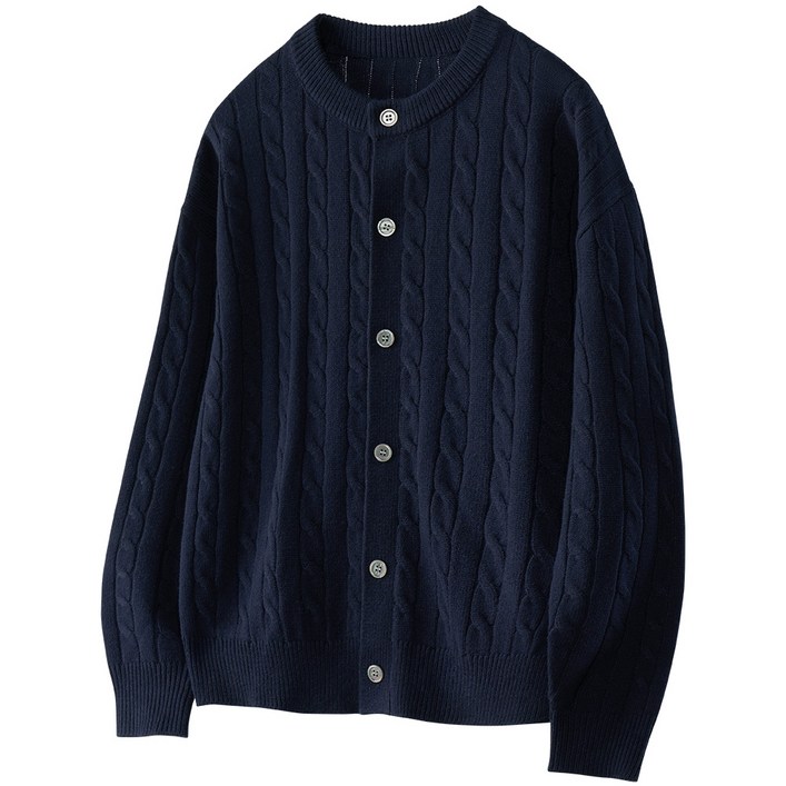 팀스핏 남성용 빅사이즈 오버핏 케이블 라운드 니트 가디건