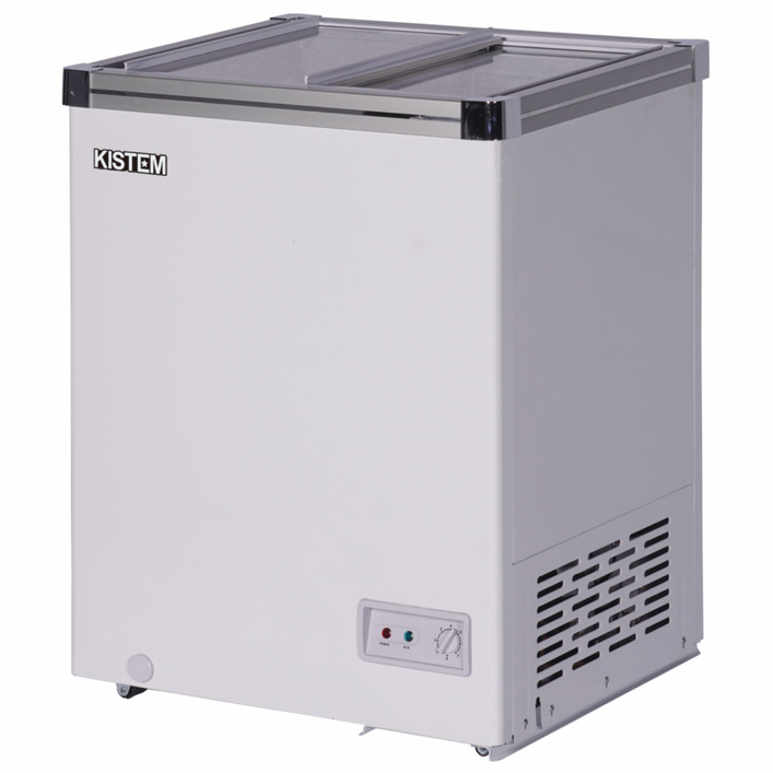 소형 아이스크림냉동고 100L 키스템 유리 KIS-SD10F 마트 카페 축제 학원 고기집 식자재 건어물 제철생선 유리슬라이드, KIS-SD10F, 단일색상