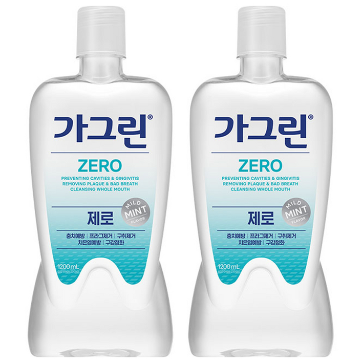 가그린 제로 구강청결제, 1.2L, 2개