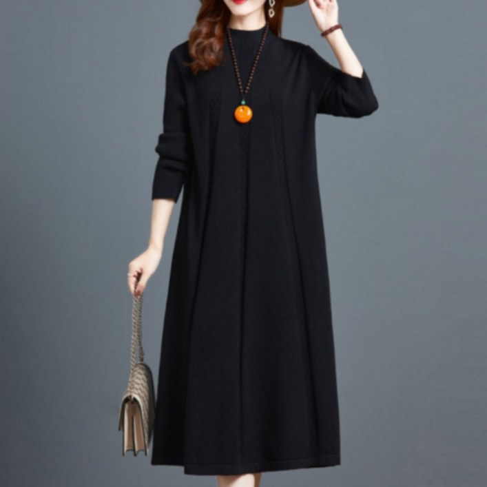 해요스 따뜻한 플레어 니트 원피스