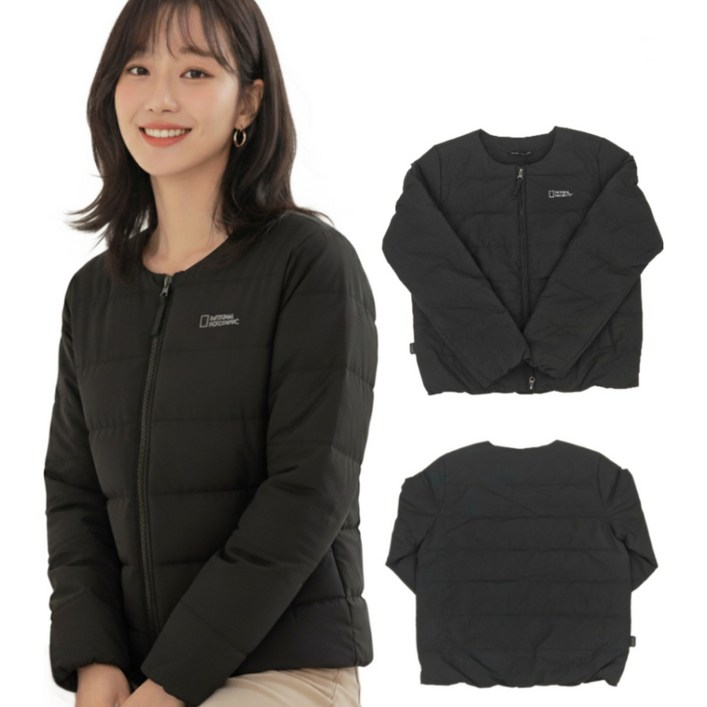 내셔널지오그래픽 25FW 헤론 U넥 경량 구스다운 여성 이너 점퍼 DDIKU머리끈