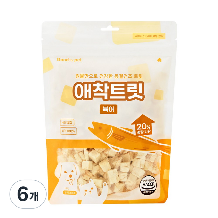 굿포펫 애착트릿 강아지 고양이 트릿 동결건조 말린거 간식 트릿, 북어, 100g, 6개