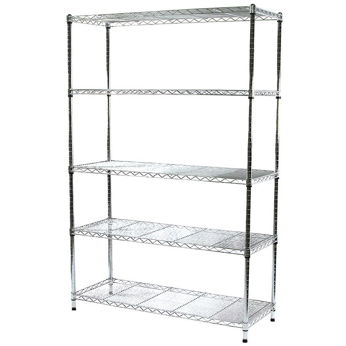 코랙 선반형 철제선반 5단 120 x 34 x 150 cm, 크롬, 5단 코랙 선반형 철제선반 5단 120 x 34 x 150 cm, 크롬, 5단
