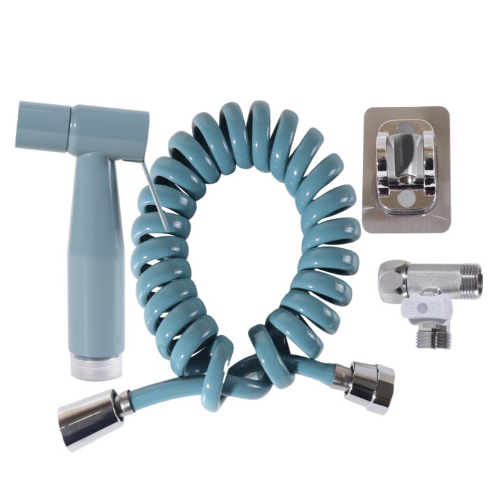 아쿠아듀오 욕실 스프레이 건 변기샤워기 세트, 1개, 하와이안블루