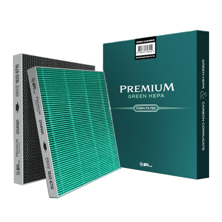 필터포유 프리미엄 그린 자동차 에어컨 히터 필터 캐스퍼 올 뉴 모닝 JA 모닝 어반, CFUP019, 1개