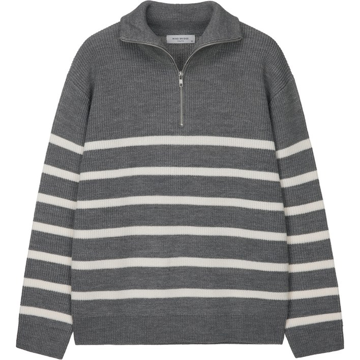 마인드브릿지 남성용 스트라이프 하프 집업 니트 MXKT7152