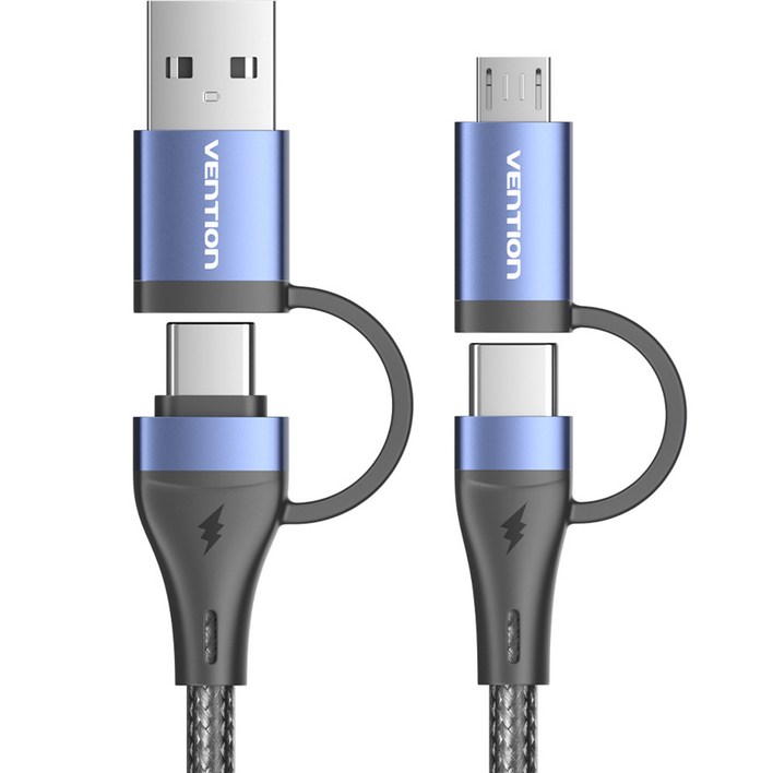 벤션 4in1 100W PD C타입 / USB A - C타입 / 5핀 고속 충전케이블 CTL, 1m, 블루, 1개