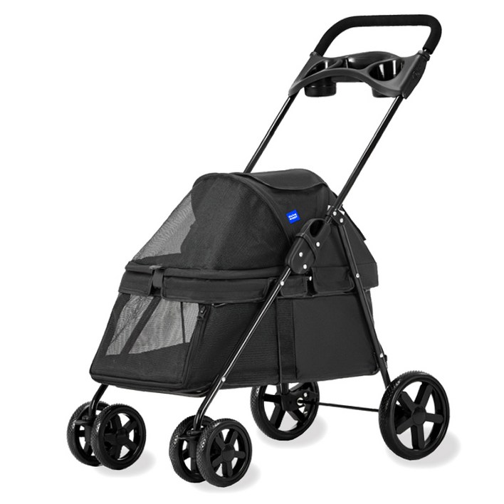 아이디어스월드 플라잉도기 저상형 반려동물 유모차, 블랙, 1개