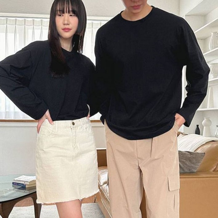 디어로라 오버핏 무지 긴팔 티셔츠 IPT003