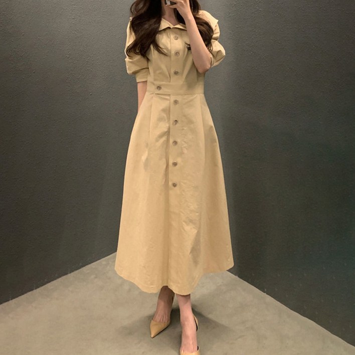 페이퍼먼츠 프렌치 무드 버튼 롱 원피스 10541