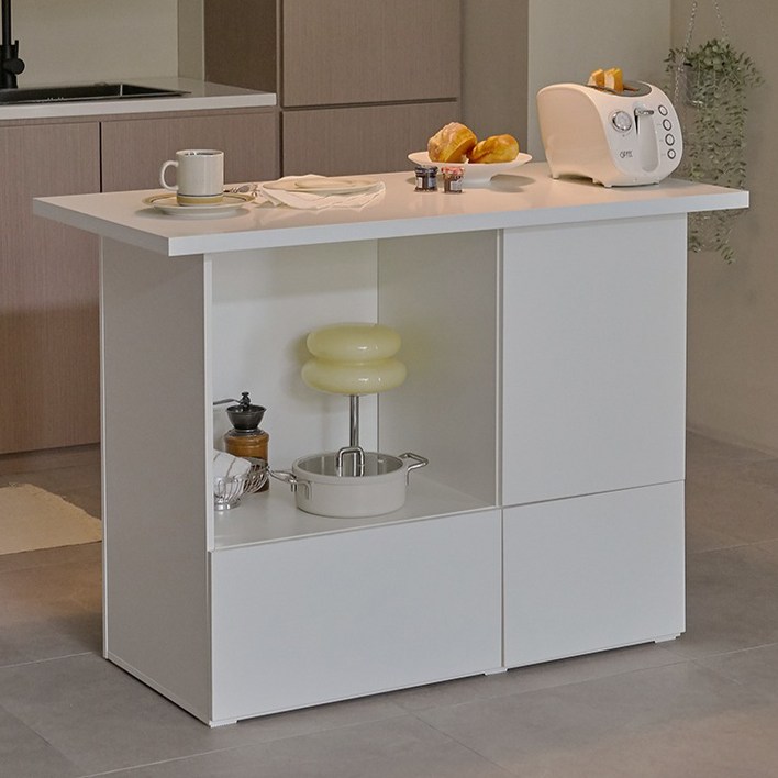 도모디자인 도모 프리모 수납 아일랜드 테이블 1200 방문설치, 화이트