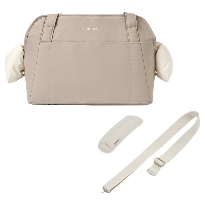 리카리카 반려동물 이동가방  어깨패드  크로스끈 세트, 1세트, 토프  아이보리