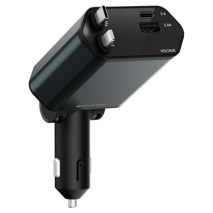 구스페리 4in1 릴타입 차량용 시거잭 고속 충전기 C타입  애플8핀