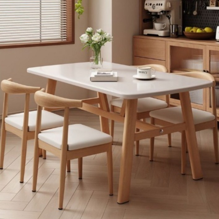 오브민 1200 LPM 우드 4인용 거실 식탁 스틸 테이블, 우드화이트, 4인용