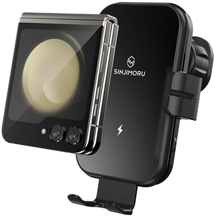 신지모루 15W 듀얼코일 갤럭시Z 플립 호환 고속 무선 충전 차량용 송풍구형 거치대  C타입 케이블