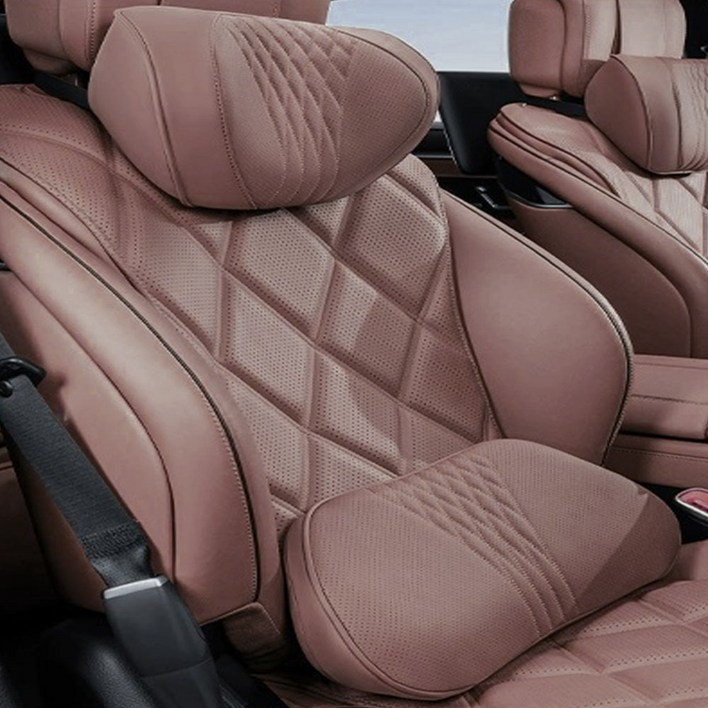 크로니클 토뷸라 프리미엄 차량용 등받이 고품질 전체 차량 호환 목쿠션  요추지지대 세트, 체스넛 브라운, 1세트