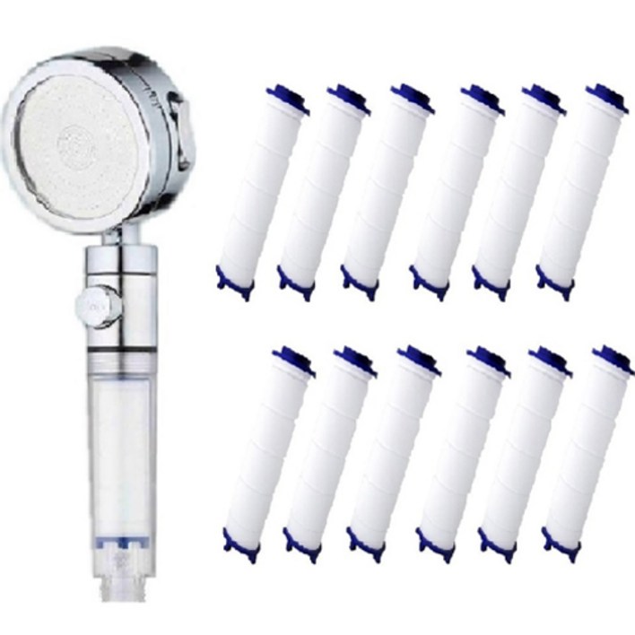 수텔라 360도 회전 온오프 마사지 정수 필터 샤워기 + 필터 12p, 1세트