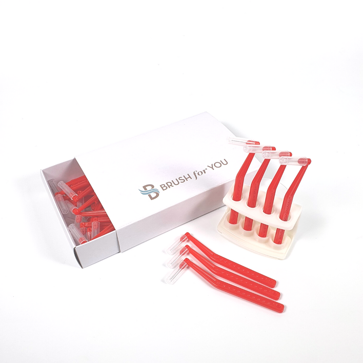 브러쉬포유 L형 치간칫솔 SSSS 0.6mm 50p + 거치대