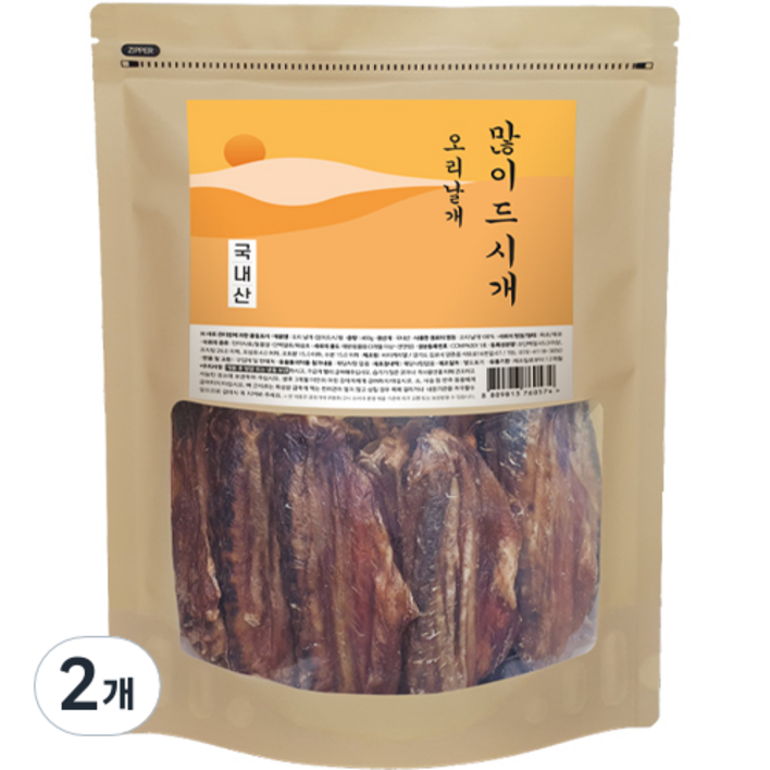 강아지 많이드시개 대용량 수제간식, 오리날개, 400g, 2개 강아지 많이드시개 대용량 수제간식, 오리날개, 400g, 2개