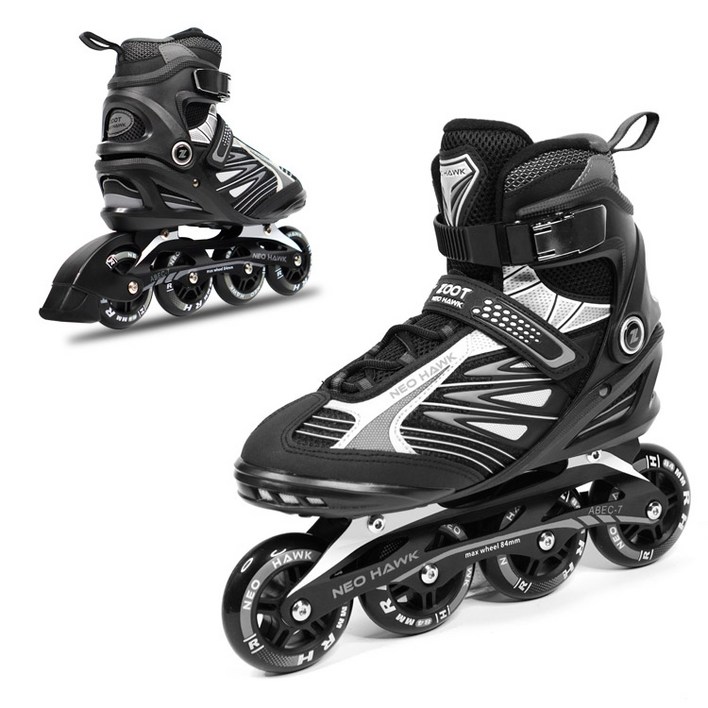 주트 성인용 NEO HAWK 프리미엄 인라인, 블랙, 1개
