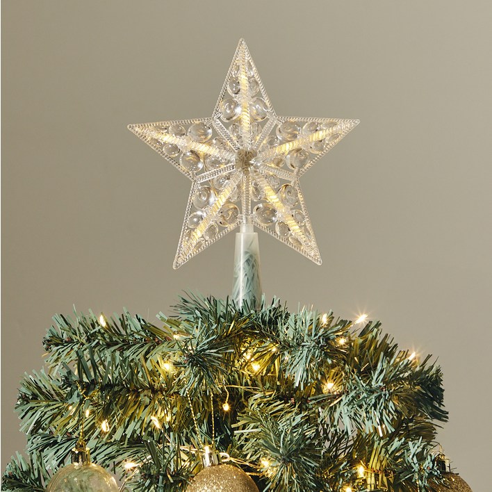 크리스마스 LED 트리 탑퍼 꼭대기 별 조명 건전지 타입 17cm