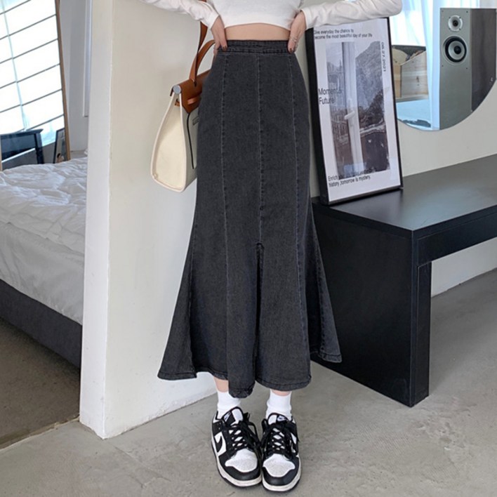 포플러앤씨 여성용 데이르 데님 머메이드 스커트 P24WSK102115