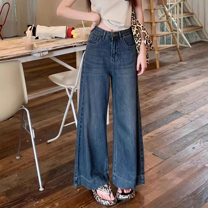 라라티나 여성용 케네즈 와이드 쿨링 워싱 청바지