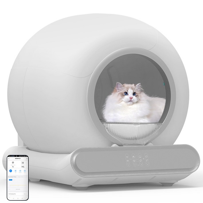 2025년형 HESUNYI 스마트 자동 고양이 화장실 APP연동 10년 무료 AS, 화이트, 1개
