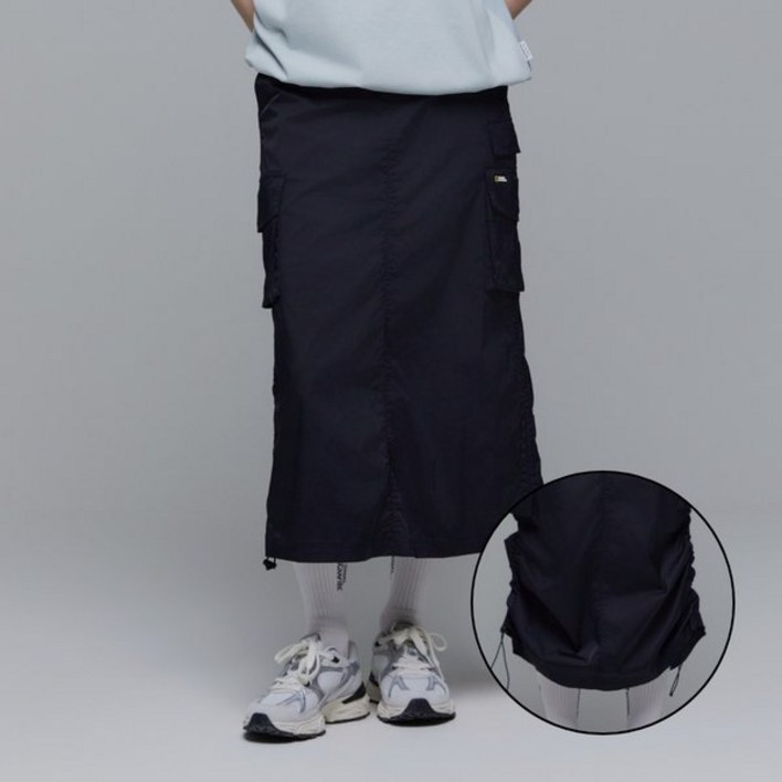 백화점매장판 내셔널지오그래픽 N241WSK970 여성 아나스 스트링 롱 카고 스커트 CARBON BLACK