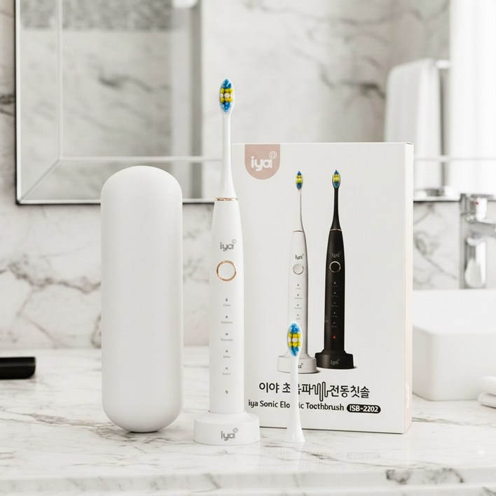 IYA 이야 음파 전동칫솔 ISB-2202 초음파 교정 치석 미백 휴대용 칫솔, 이야 음파 전동칫솔 ISB-2202 화이트, 1개