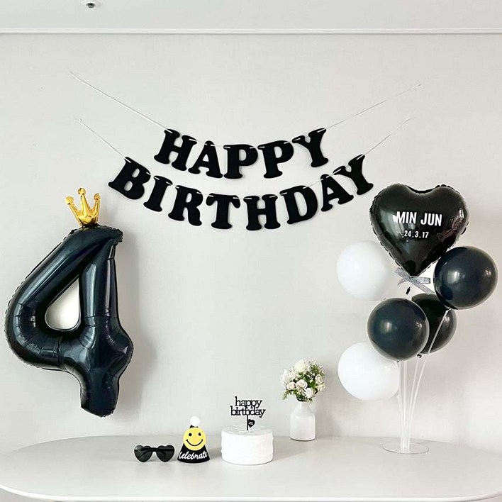연지마켓 생일가랜드 생일 파티 용품 세트 숫자 하트 풍선 (자유레터링)
